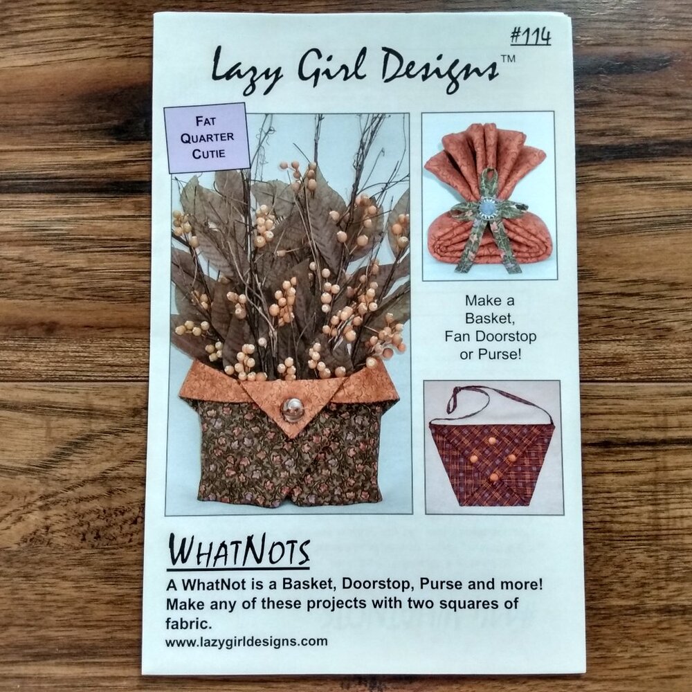 Fat Quarter Craft Projects Sewing Pattern Purse, Cloth Basket, Fabric Doorstop